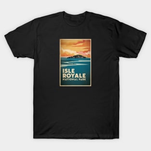 Isle Royale National Park Retro Poster Illustration T-Shirt